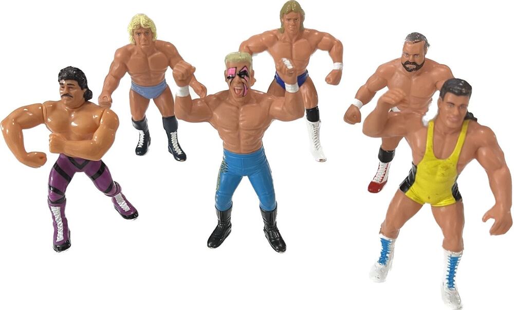 Vintage WCW Galoob 1990 Wrestling 6 Figure Lot Lex Steiner Pillman Sting Flair